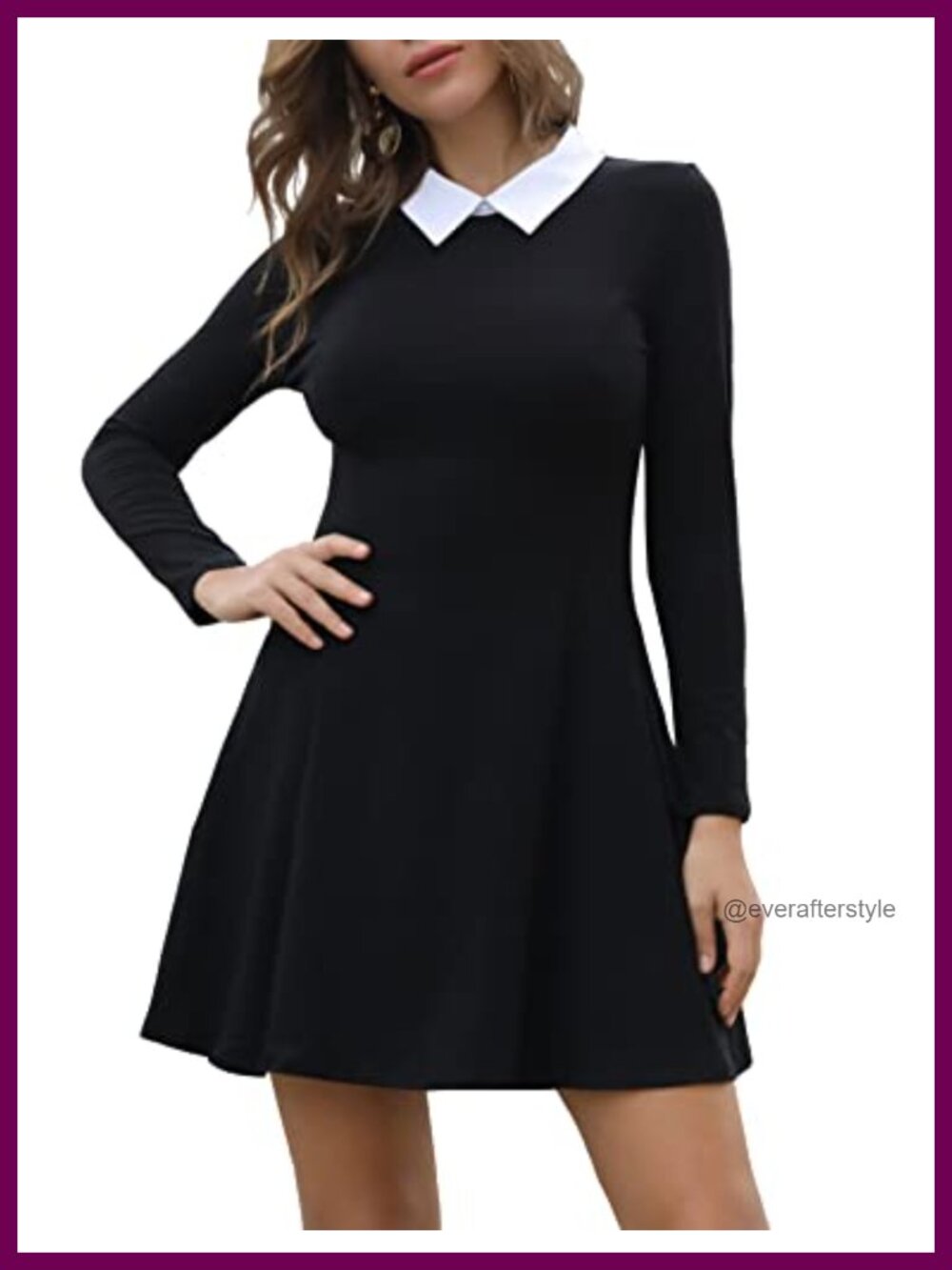 Women's Long Sleeve Peter Pan Collar Casual Fall Goth Dress